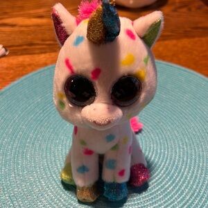 TY Beanie Boo Harmonie Polka Dot Unicorn Small Plush